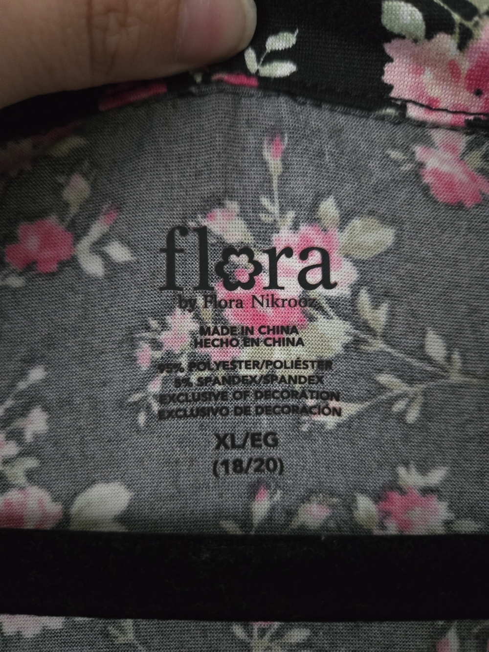 Flora Nikrooz Black Pink Floral Button Down Top & Shorts 2pc Pajama Set XL - Picture 8 of 8
